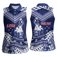 Personalised Samoa Rugby Women Sleeveless Polo Shirt Pacific Warrior Glory - Polynesian Pride
