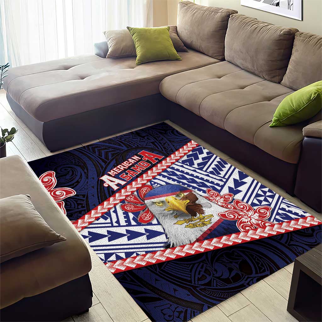American Samoa Area Rug Bald Eagle With Polynesian Pattern - Polynesian Pride