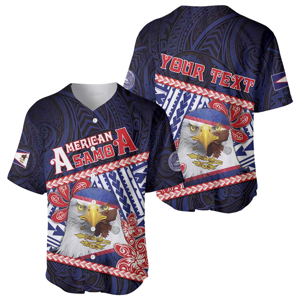 Personalized American Samoa Baseball Jersey Bald Eagle With Polynesian Pattern - Polynesian Pride