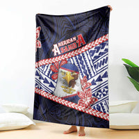American Samoa Blanket Bald Eagle With Polynesian Pattern - Polynesian Pride