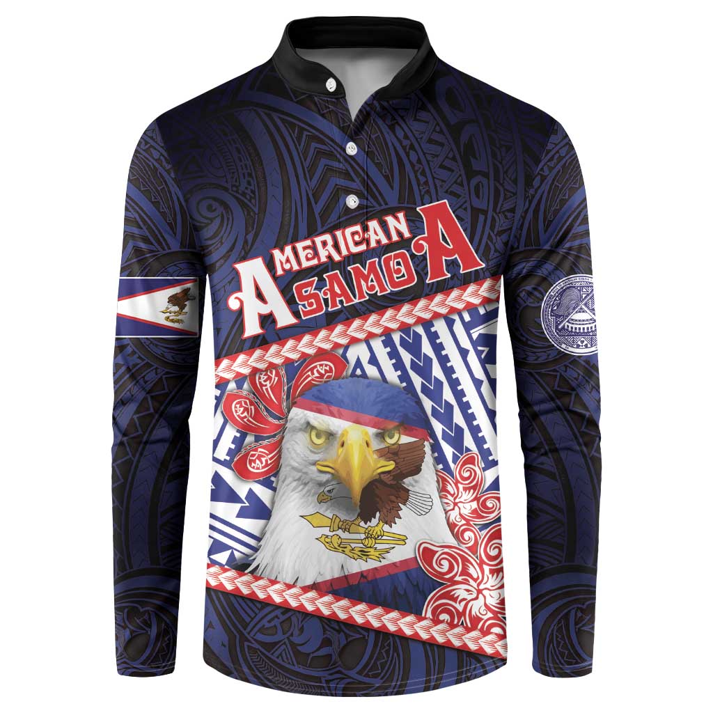 Personalized American Samoa Button Sweatshirt Bald Eagle With Polynesian Pattern DT05 Navy - Polynesian Pride