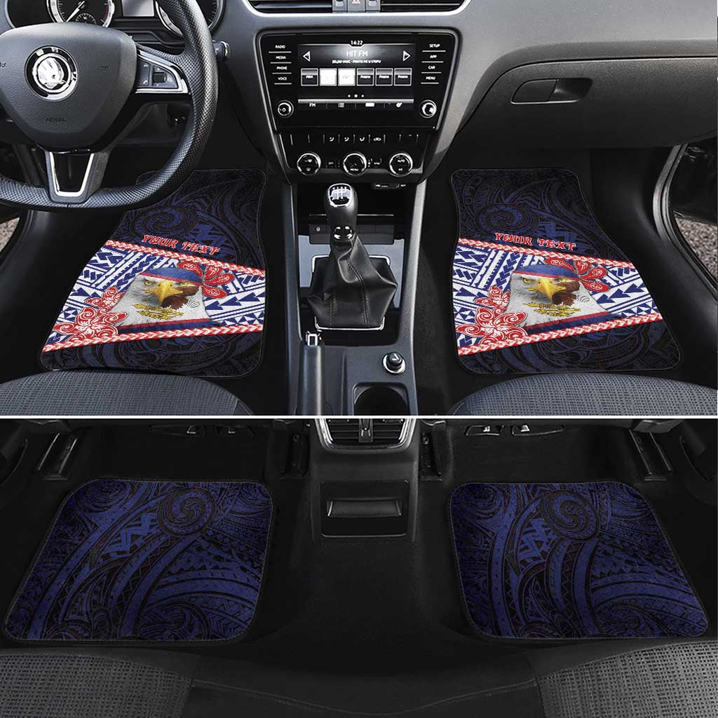 American Samoa Car Mats Bald Eagle With Polynesian Pattern DT05 Set 4pcs Navy - Polynesian Pride