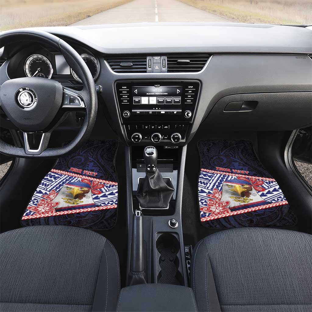 American Samoa Car Mats Bald Eagle With Polynesian Pattern - Polynesian Pride