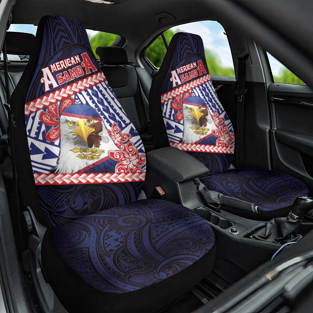American Samoa Car Seat Cover Bald Eagle With Polynesian Pattern DT05 One Size Navy - Polynesian Pride