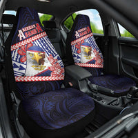 American Samoa Car Seat Cover Bald Eagle With Polynesian Pattern DT05 One Size Navy - Polynesian Pride
