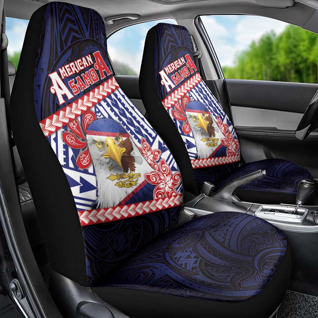 American Samoa Car Seat Cover Bald Eagle With Polynesian Pattern DT05 - Polynesian Pride