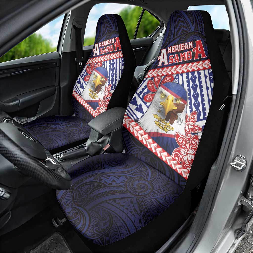 American Samoa Car Seat Cover Bald Eagle With Polynesian Pattern DT05 - Polynesian Pride