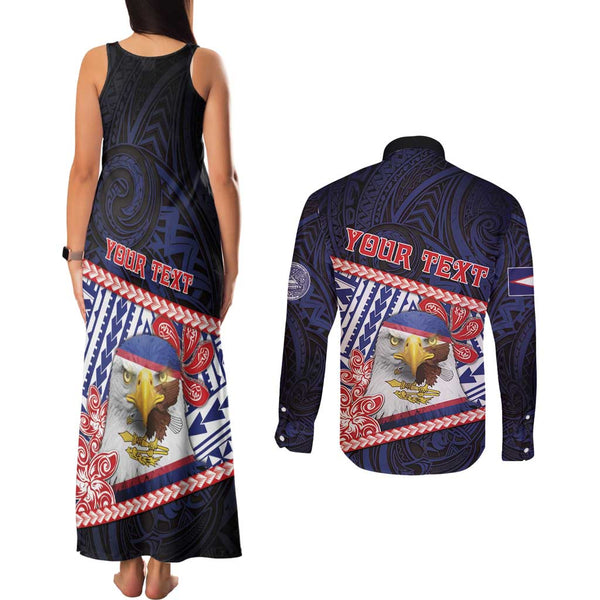 Custom Samoa Rugby Couples Matching Tank Maxi Dress and Long Sleeve Button Shirts Proud Samoa World Cup 2023 LT9