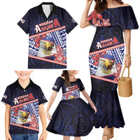 Personalized American Samoa Family Matching Mermaid Dress and Hawaiian Shirt Bald Eagle With Polynesian Pattern - Polynesian Pride
