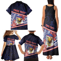 Personalized American Samoa Family Matching Tank Maxi Dress and Hawaiian Shirt Bald Eagle With Polynesian Pattern - Polynesian Pride