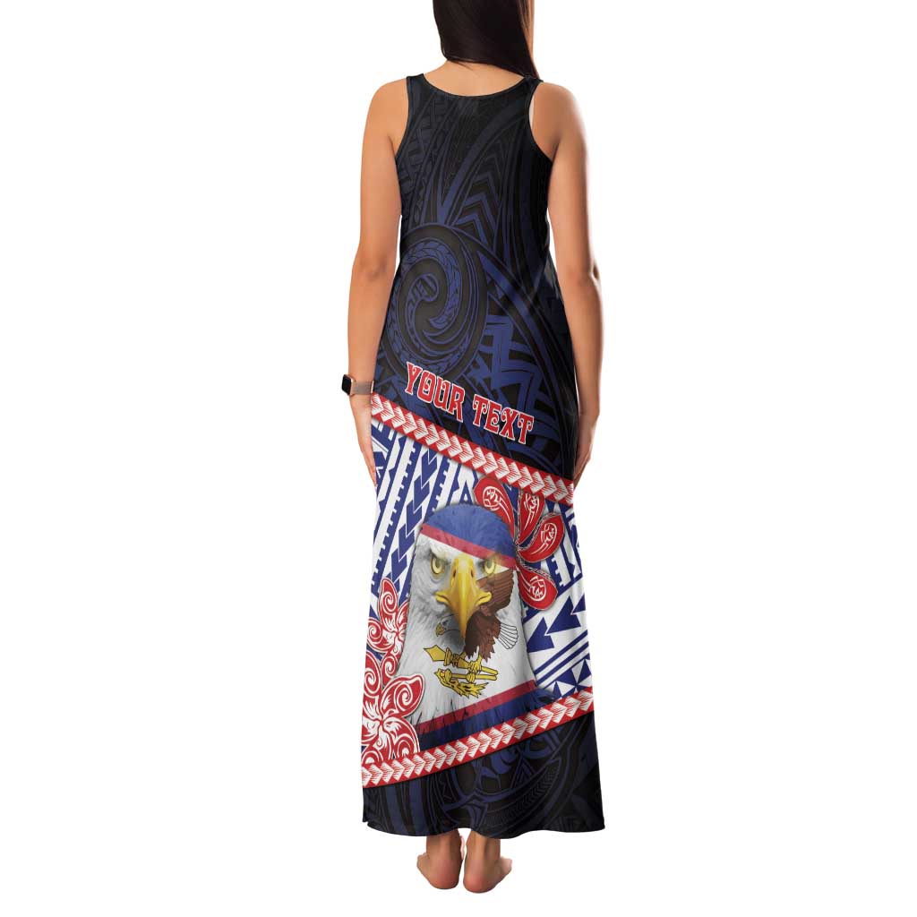 Personalized American Samoa Family Matching Tank Maxi Dress and Hawaiian Shirt Bald Eagle With Polynesian Pattern - Polynesian Pride