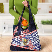 American Samoa Grocery Bag Bald Eagle With Polynesian Pattern - Polynesian Pride