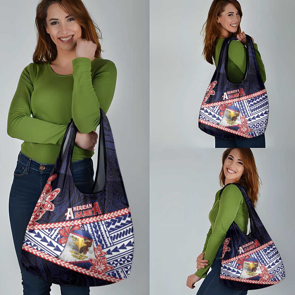 American Samoa Grocery Bag Bald Eagle With Polynesian Pattern - Polynesian Pride