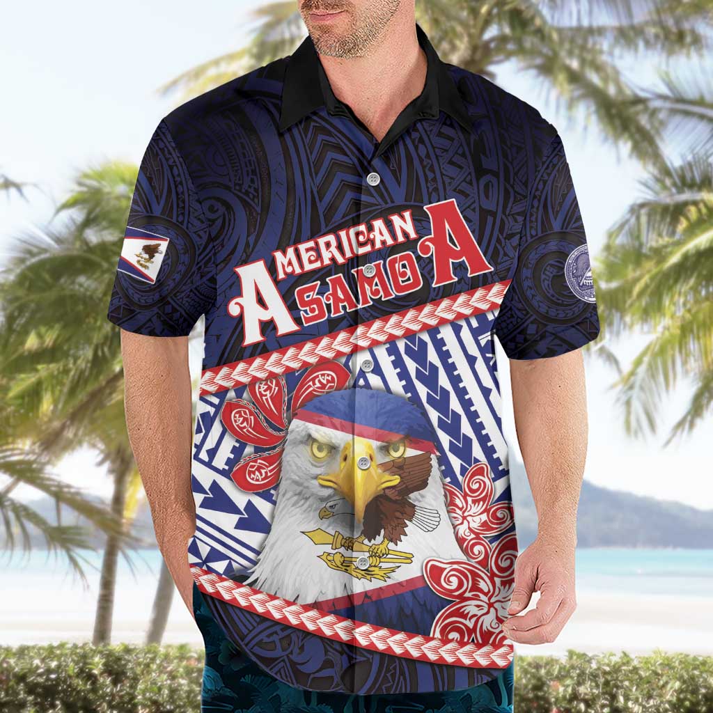 Personalized American Samoa Hawaiian Shirt Bald Eagle With Polynesian Pattern DT05 - Polynesian Pride