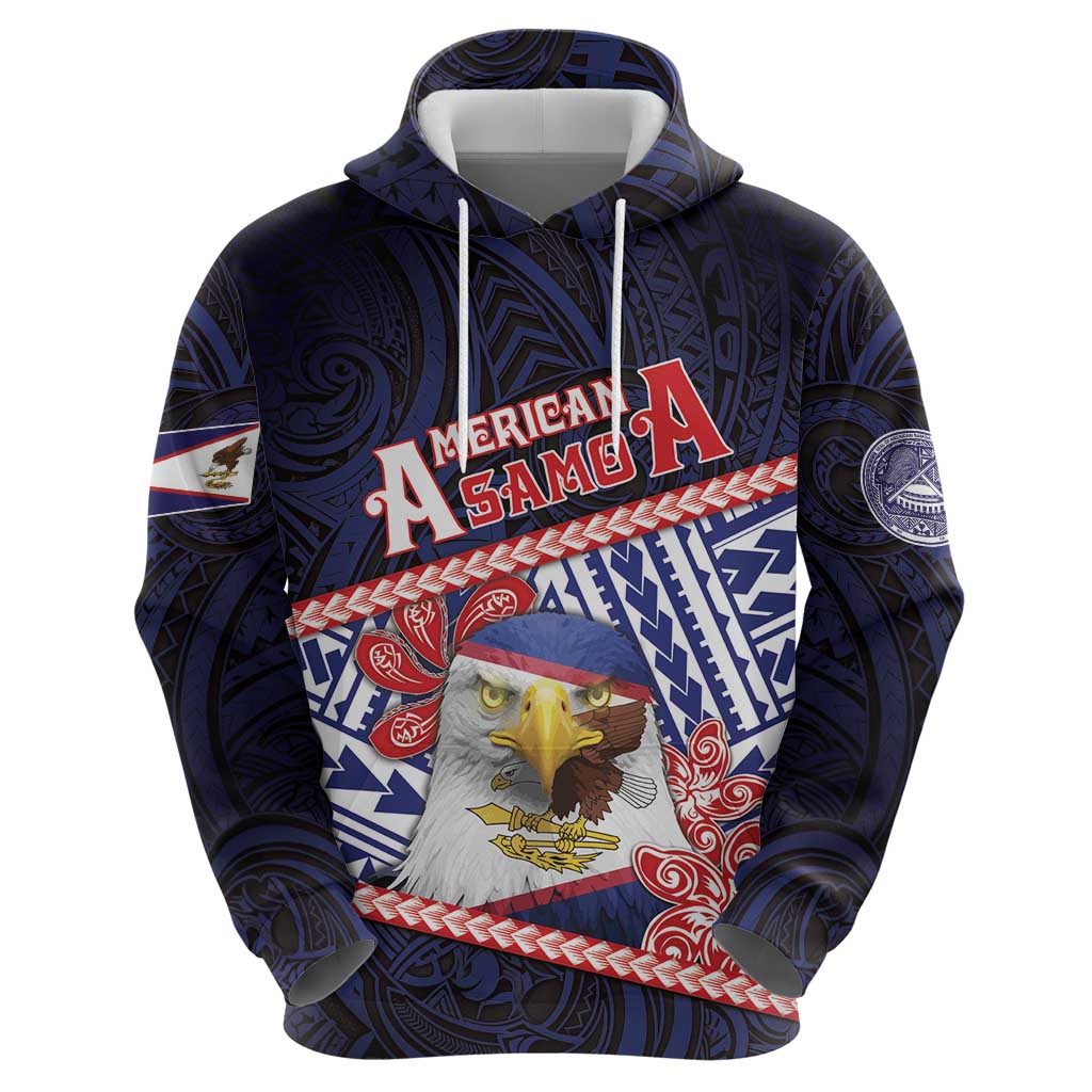 Personalized American Samoa Hoodie Bald Eagle With Polynesian Pattern - Polynesian Pride