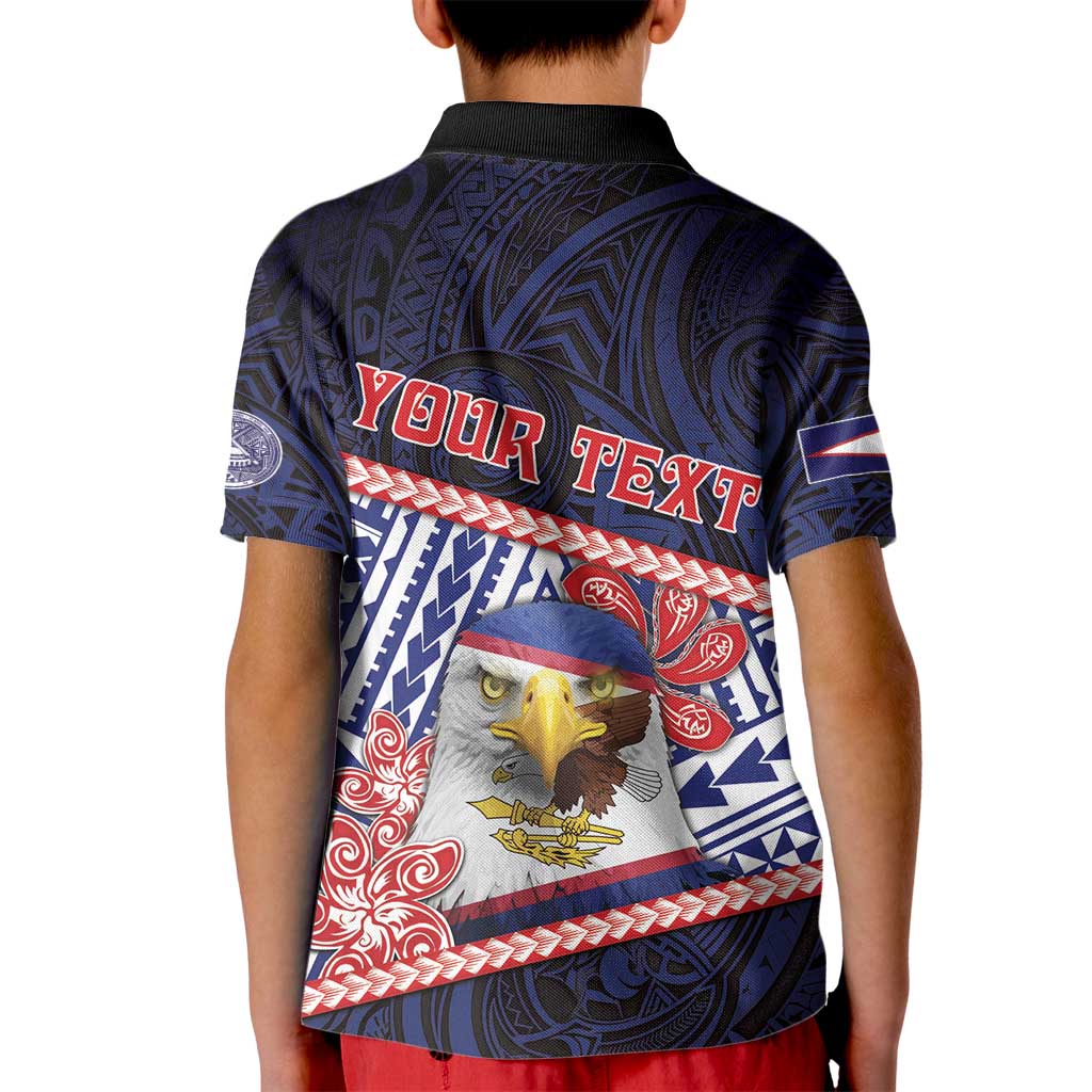 Personalized American Samoa Kid Polo Shirt Bald Eagle With Polynesian Pattern - Polynesian Pride