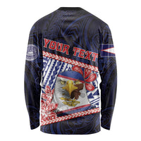 Personalized American Samoa Long Sleeve Shirt Bald Eagle With Polynesian Pattern - Polynesian Pride