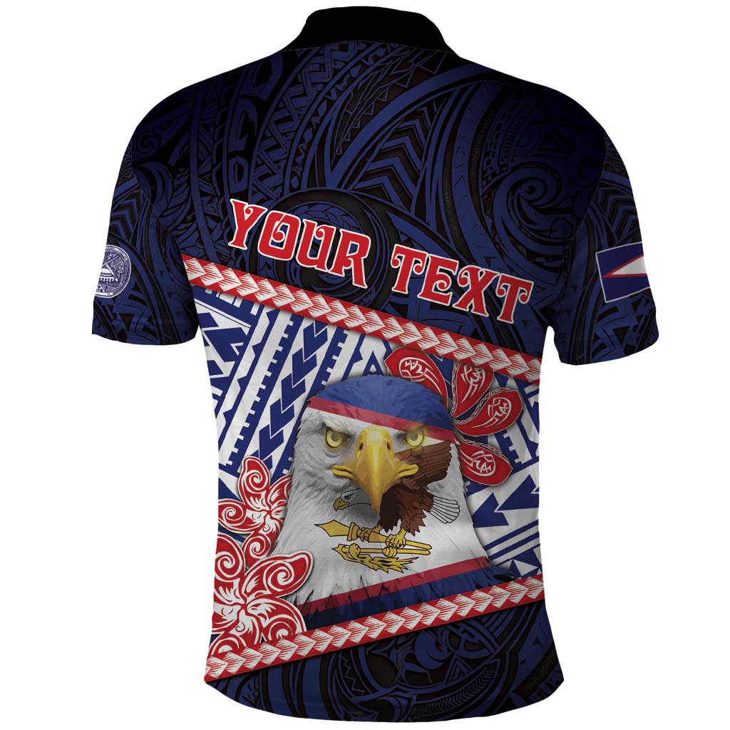 Personalized American Samoa Polo Shirt Bald Eagle With Polynesian Pattern - Polynesian Pride