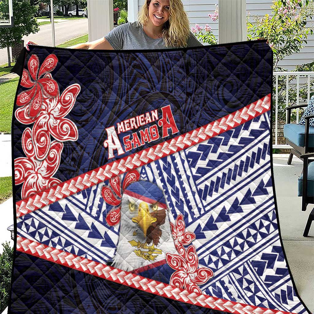 American Samoa Quilt Bald Eagle With Polynesian Pattern DT05 Navy - Polynesian Pride