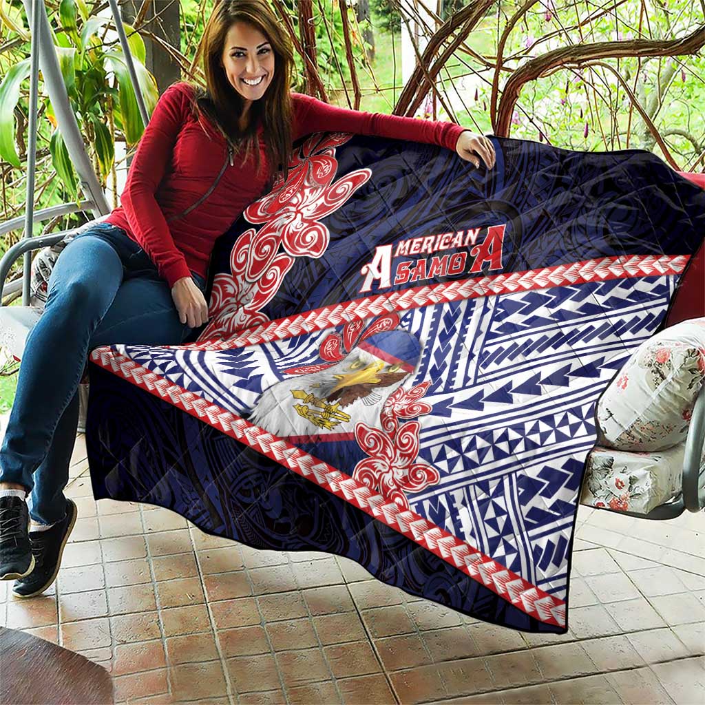 American Samoa Quilt Bald Eagle With Polynesian Pattern - Polynesian Pride