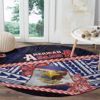 American Samoa Round Carpet Bald Eagle With Polynesian Pattern - Polynesian Pride