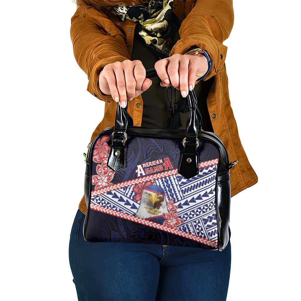 American Samoa Shoulder Handbag Bald Eagle With Polynesian Pattern - Polynesian Pride
