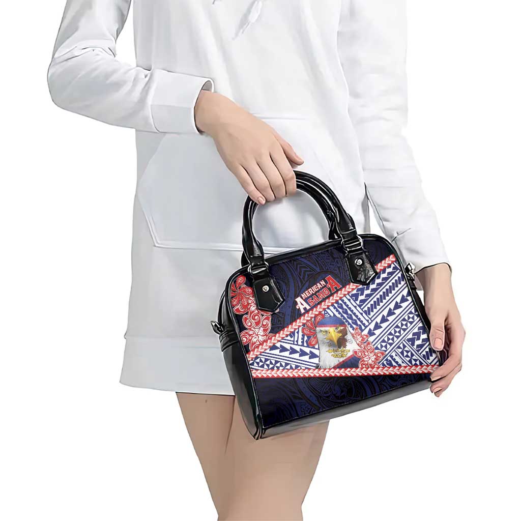 American Samoa Shoulder Handbag Bald Eagle With Polynesian Pattern - Polynesian Pride