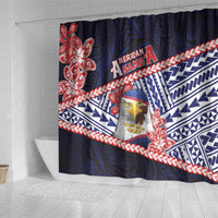 American Samoa Shower Curtain Bald Eagle With Polynesian Pattern - Polynesian Pride