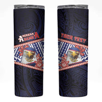 Personalized American Samoa Skinny Tumbler Bald Eagle With Polynesian Pattern - Polynesian Pride