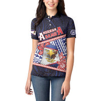 Personalized American Samoa Women Polo Shirt Bald Eagle With Polynesian Pattern - Polynesian Pride