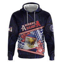 Personalized American Samoa Zip Hoodie Bald Eagle With Polynesian Pattern - Polynesian Pride