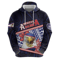 Personalized American Samoa Zip Hoodie Bald Eagle With Polynesian Pattern - Polynesian Pride