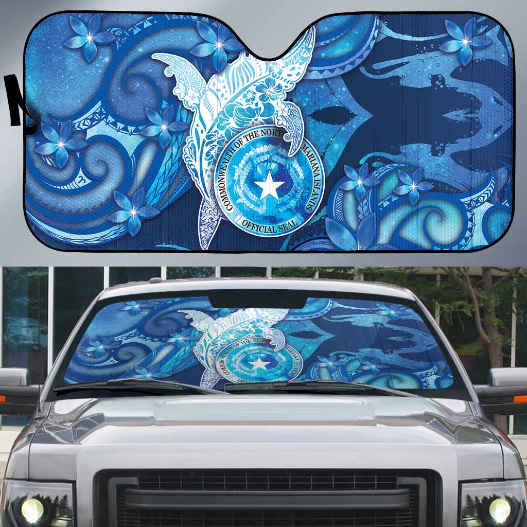 Northern Mariana Islands Auto Sun Shade Galaxy Polynesian Shark Tattoo - Polynesian Pride
