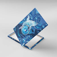 Northern Mariana Islands Canvas Wall Art Galaxy Polynesian Shark Tattoo DT05 With Frame Blue - Polynesian Pride
