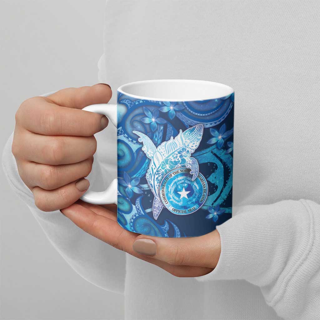 Personalised Northern Mariana Islands Ceramic Mug Galaxy Polynesian Shark Tattoo - Polynesian Pride