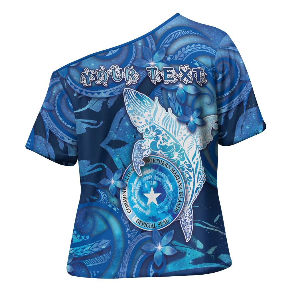 Personalised Northern Mariana Islands Cross Shoulder Shirt Galaxy Polynesian Shark Tattoo DT05 - Polynesian Pride
