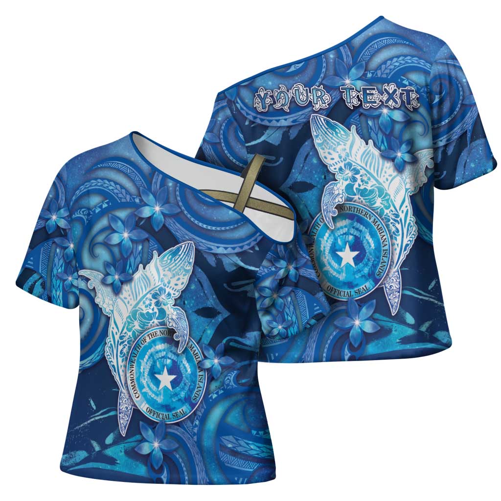 Personalised Northern Mariana Islands Cross Shoulder Shirt Galaxy Polynesian Shark Tattoo DT05 - Polynesian Pride