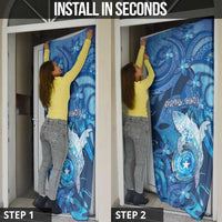 Northern Mariana Islands Door Cover Galaxy Polynesian Shark Tattoo - Polynesian Pride