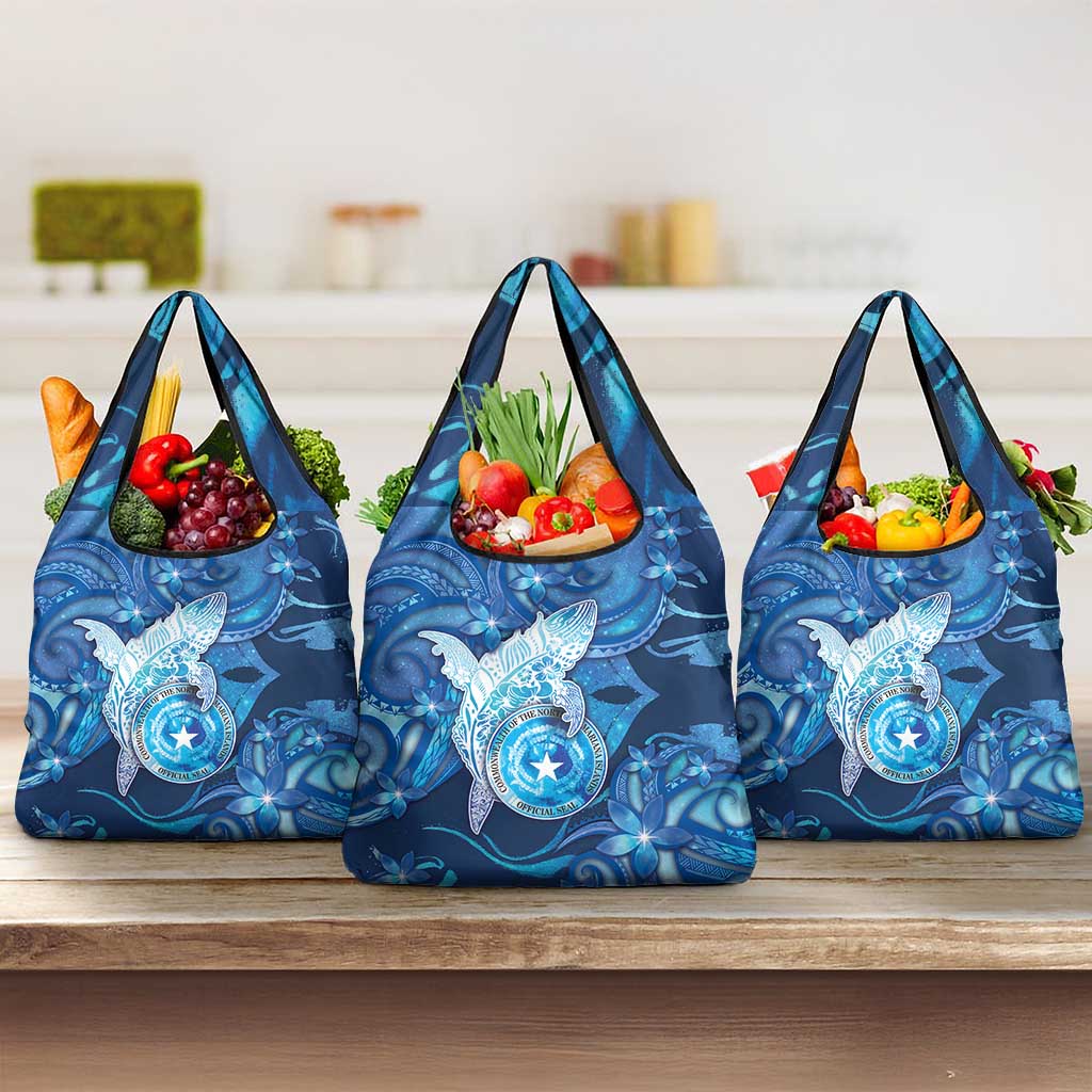 Northern Mariana Islands Grocery Bag Galaxy Polynesian Shark Tattoo - Polynesian Pride