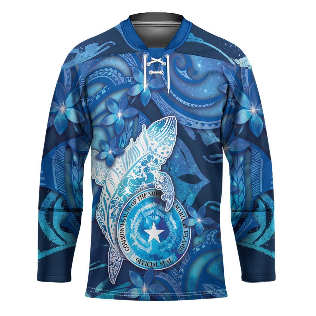 Personalised Northern Mariana Islands Hockey Jersey Galaxy Polynesian Shark Tattoo - Polynesian Pride