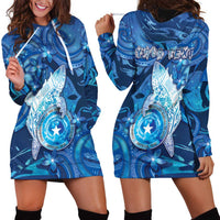 Personalised Northern Mariana Islands Hoodie Dress Galaxy Polynesian Shark Tattoo DT05 - Polynesian Pride