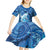 Personalised Northern Mariana Islands Kid Short Sleeve Dress Galaxy Polynesian Shark Tattoo - Polynesian Pride