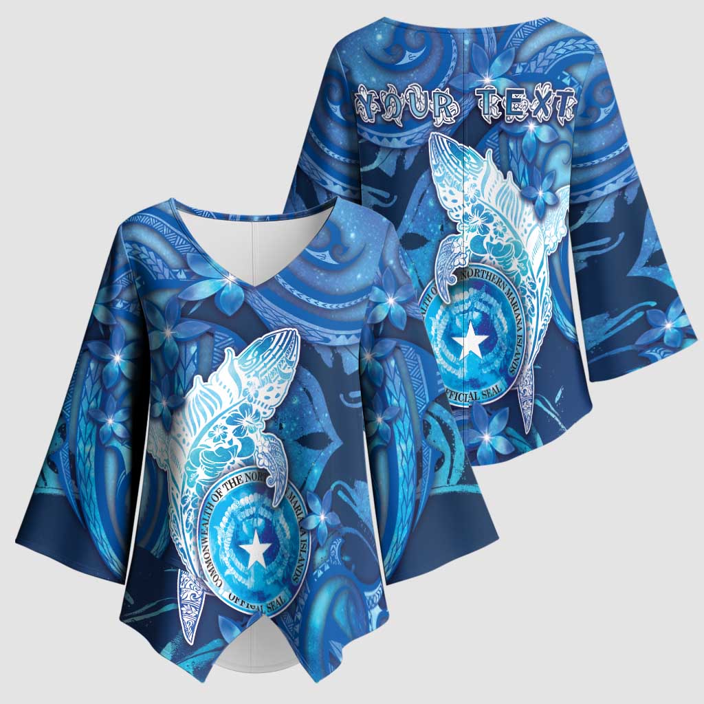 Personalised Northern Mariana Islands Kimono Sleeve Blouse Galaxy Polynesian Shark Tattoo - Polynesian Pride