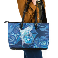 Northern Mariana Islands Leather Tote Bag Galaxy Polynesian Shark Tattoo DT05 - Polynesian Pride