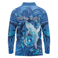Personalised Northern Mariana Islands Long Sleeve Polo Shirt Galaxy Polynesian Shark Tattoo DT05 - Polynesian Pride