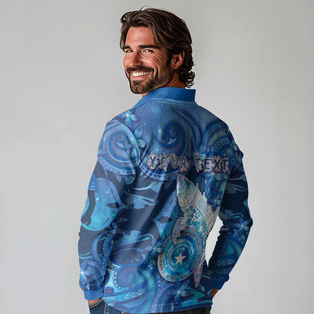 Personalised Northern Mariana Islands Long Sleeve Polo Shirt Galaxy Polynesian Shark Tattoo DT05 - Polynesian Pride