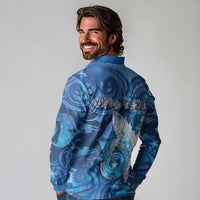 Personalised Northern Mariana Islands Long Sleeve Polo Shirt Galaxy Polynesian Shark Tattoo DT05 - Polynesian Pride