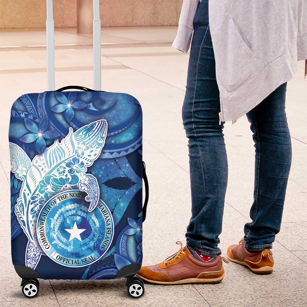 Northern Mariana Islands Luggage Cover Galaxy Polynesian Shark Tattoo DT05 Blue - Polynesian Pride