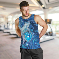 Personalised Northern Mariana Islands Men Tank Top Galaxy Polynesian Shark Tattoo DT05 Blue - Polynesian Pride