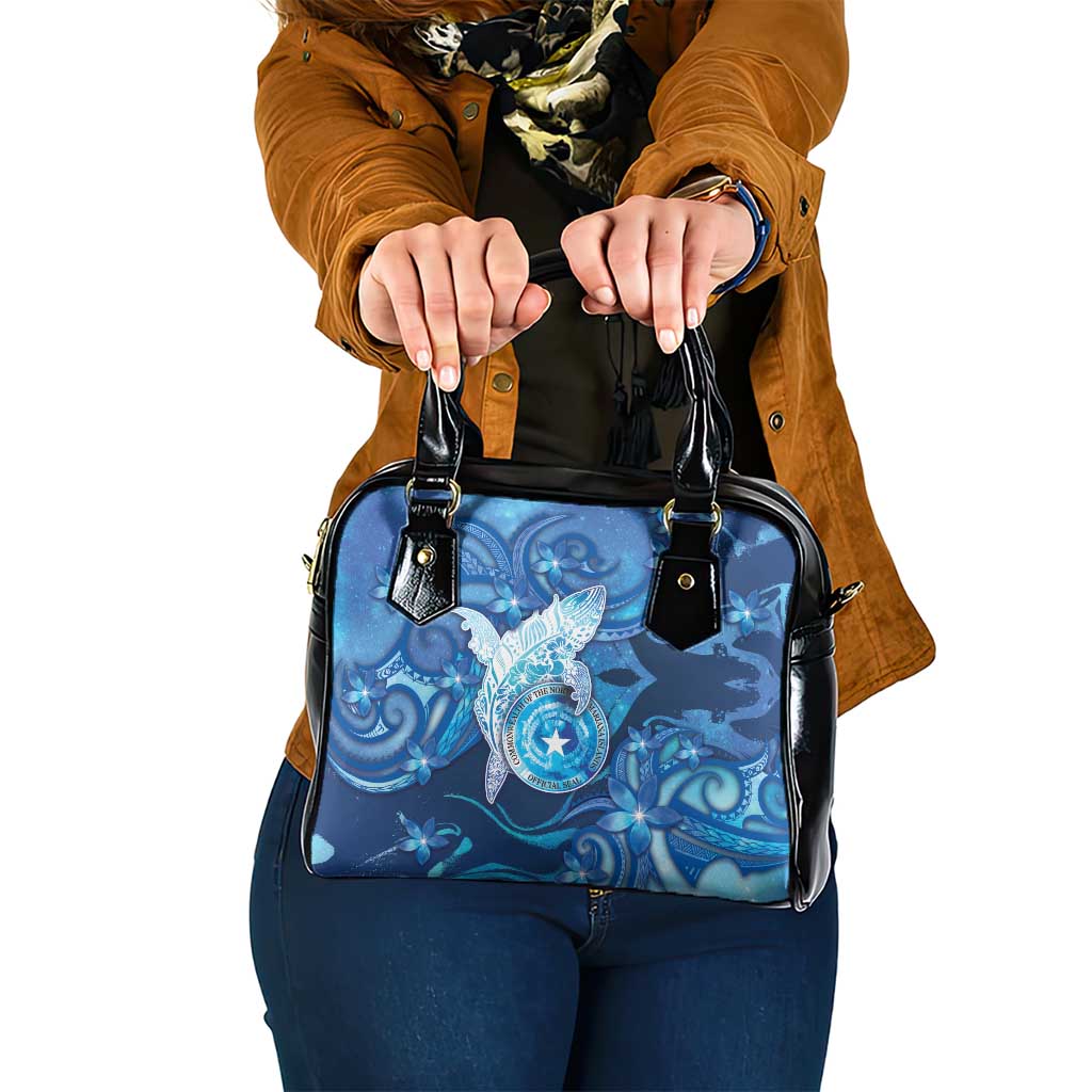 Northern Mariana Islands Shoulder Handbag Galaxy Polynesian Shark Tattoo DT05 One Size Blue - Polynesian Pride